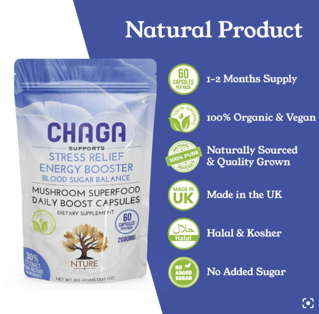 Chaga Mushroom Capsules by NTURE