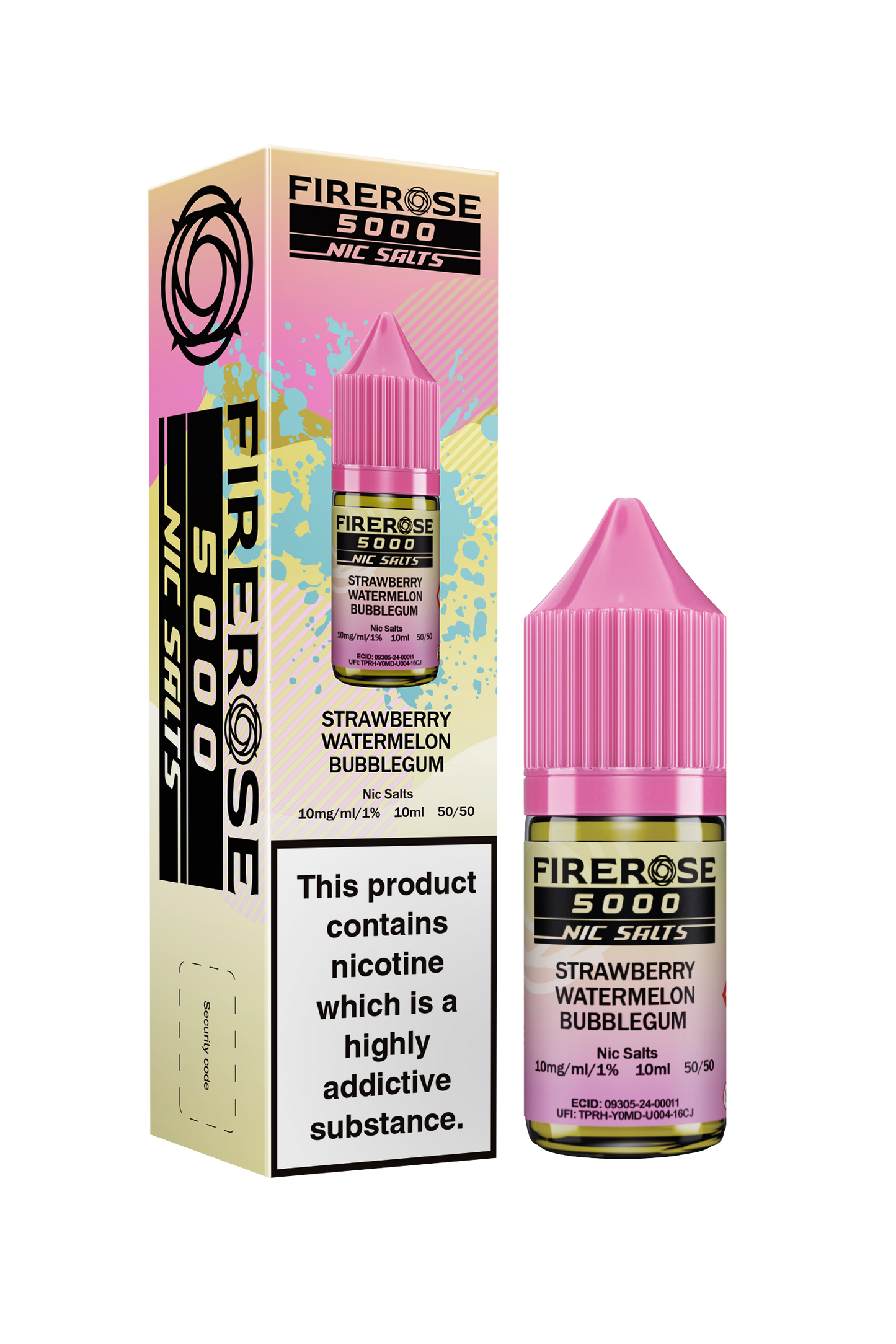 Strawberry, Watermelon & Bubblegum FIREROSE 5000 Nic Salt E-Liquid by ELUX